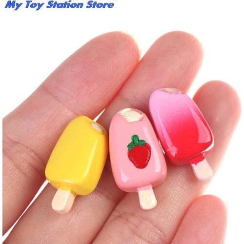 5Pcs 1:12 1:6 Dollhouse Miniature Dollhouse Miniature Pretend ice cream Kitchen Food Popsicle Mini Cartoon doll Accessories
