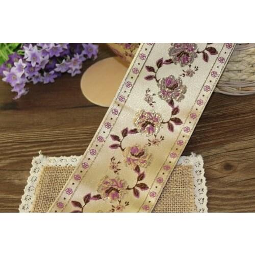 5yards/lot wide 9cm Woven Jacquard Ribbon classical flowers design curtain and clothing accessory LS-9903