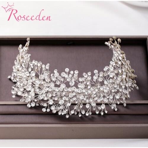 Full Shiny Rhinestone Brides Bridesmaid Headband For Wedding Hair vine hairpiece Bridal Hair accessories Jewelry RE3875