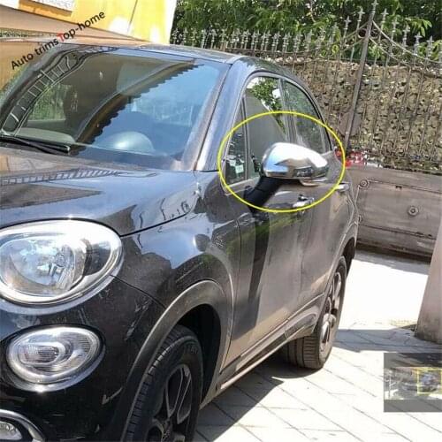 Yimaautotrims Side Door Rearview Mirror Shell Protection Cover Trim ABS Fit For Fiat 500X 2015 2016 2017 2018 Chrome Exterior