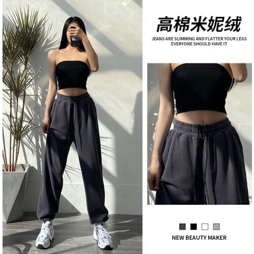 Two-match All-match Loose-fitting High-waist Straight-leg Womens Wide-leg Pants Trousers Sportswear Sexy Sportswear Sports Pant