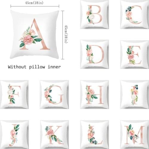 Rose Letter Cushion Cover Home Decoration Pillow Case Valentines Day Personalized Gift Sofa Car Livingroom Nordic Throw White