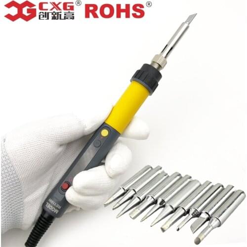 CXG ROHS RE60w/90w/110w LCD Temperature Digital LED Adjustable Electric Soldering Iron EU Plug +10pcs solder tips Free shipping
