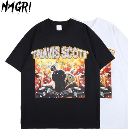 NAGRI Men T-shirt Travis Scott ASTROWORLD T Shirt Hip Hop Streewear Graphic Tshirts Short Sleeve O Neck Cotton Tee