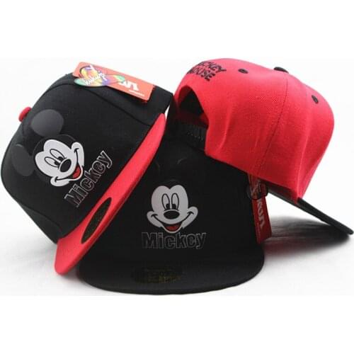 Hot Disney Anime Mouse Mickey Kids Hat Boy Girl Hip Hop Caps With Ears Flat Mickey Minnie Mouse Baby Travel Hat Figure Toy Gift