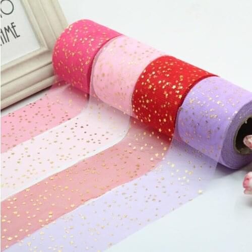 6CM Hot stamping star star net yarn Ribbon Wedding party supplies DIY baby headdress flower hair accessory Material 22meter/lot