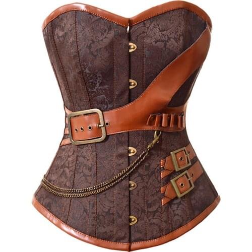 Gothic Steampunk Corset With Chain Buckles Retro Fancy Party Outfits Pirate Girls Top Corsets Lacing-up Basque Bustiers S-6XL