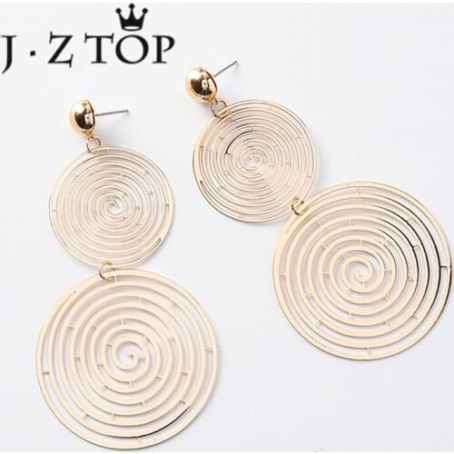 JZTOP Fashion Geometric Stud Earrings Big Small Spiderweb Modeling Round Long Earrings Woman Exaggerated Oorbellen Jewelry