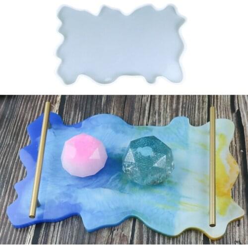 Crystal Epoxy DIY Tray Making Silicone Mold Irregular Large Rectangular 39*24cm Resin Tray Coaster Mold Kit
