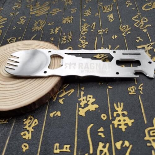 Spoon Fork Lightweight Useful Camping Backpacking Outdoor Tableware Fork Knife Bottle Opener Picnic Survival Tools