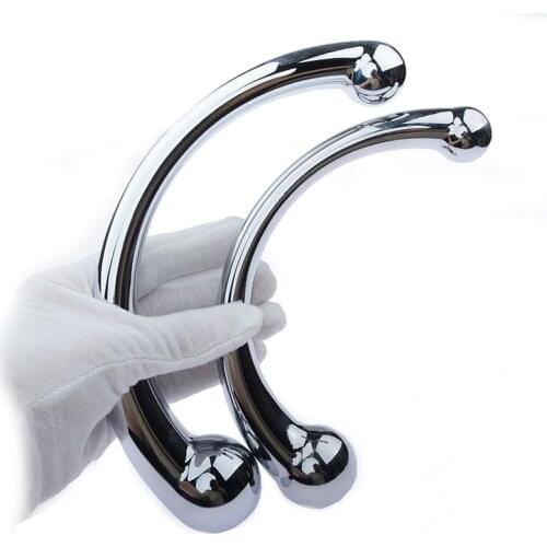 Metal double-headed butt plug anal butt plug male gay toy tail plug adult products G-spot magic wand