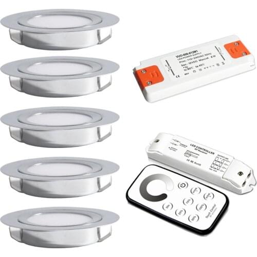 Slim 14mm 3W 12V Mini LED Spotlight Lamp With Slim AC100-240V Transformer + Remote Dimmable Controller Kitchen Ceiling Lighting