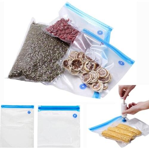Reusable Freezer Bags With Transparent Sealed Food Air Vacuum Compressed Bag Organizer Kitchen Vacuum Bag Kitchen Storage Bags