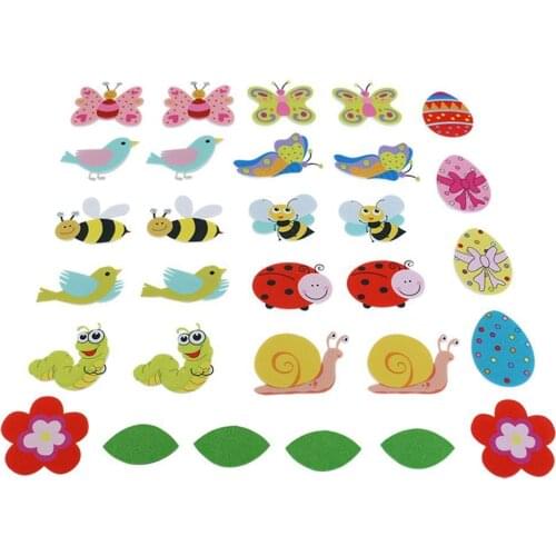 Cartoon Felt Tree Pendant Easter Kids Brithday Gift DIY Insect Animal Pendant Educational Toy Wall Hanging Xmas For Children