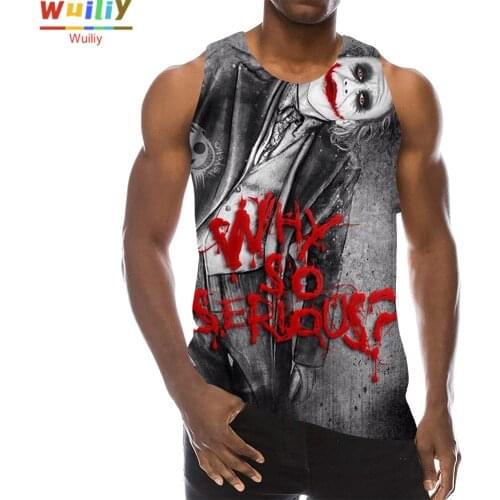 Clown Joker Tank Top For Men 3D Print Joker Face Sleeveless Pattern Top Clown Graphic Funny Vest