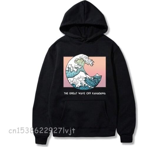 Harajuku Mens Hoodies Unisex Ukiyo-e Kanagawa Van Gogh Oil Surfing Wave Printed Hoodies Men Sweatshirt Streetwear Pullover