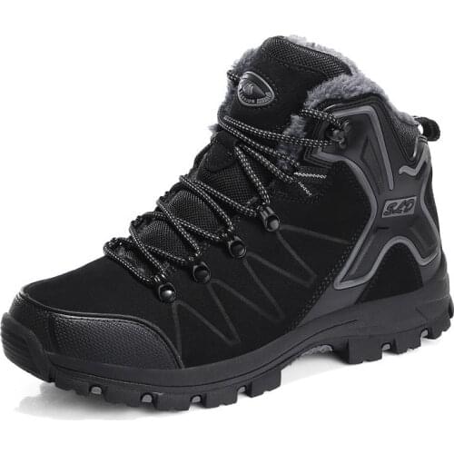 Men Outdoor Winter Snow Ankle Boots Non-slip Short Plush Warm Lace Up Walk Male Casual Flat Shoes Sneakers Fashion Comfortable