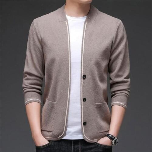 2021 Men Spring Autumn Knitted Cardigan Sweater Male Solid Sweatercoat Jackets Long Sleeved Mens Slim Fit Sueter Masculino
