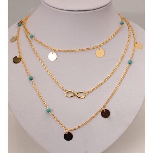 N374 jewelry Europe and America personality simple multi-wafer geometry 8 characters necklace Clavicle chain for women