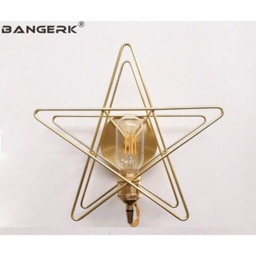 Nodern Design Loft Wall Light Iron Brass Stars Sconce Lighting Vintage Edison Bedside Wall Lamp Home Decor Antique Fixtures