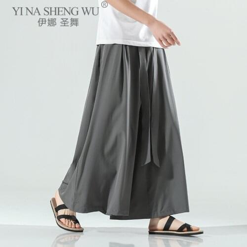 New Trousers Japanese Leisure Kimono Causal Male Vintag Pants Harajuku Men Streetwear Fashion Wide Leg High Waist Straight Pants