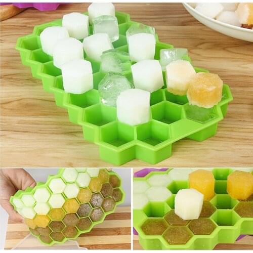 New Style Kitchen Accessories Honeycomb Shape Ice Cube 37 Cubes Ice Tray Ice Cube Mold Storage Containers Drinks Molds Summer