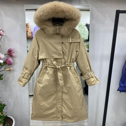 Real Large Fox Fur 2021 Winter Long Down Parkas Women 90% White Duck Down Coat Hooded Female Thick Warm Puffer Jacket Windproof
