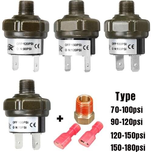 1 SET 12V 24V 1/8" TO 1/4" NPT Connector Adapter Air Compressor Tank Pressure Switch Control 70/ 90/100/120/150/180PSi