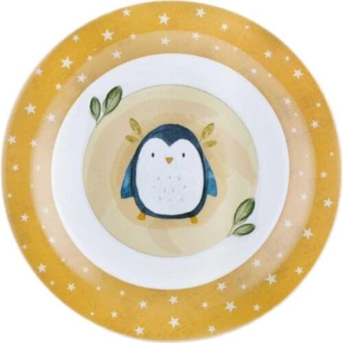The Mia Gift For Kids Stylish Design Yellow White Color Penguin Plate and Bowl Mama Set-2 Piece