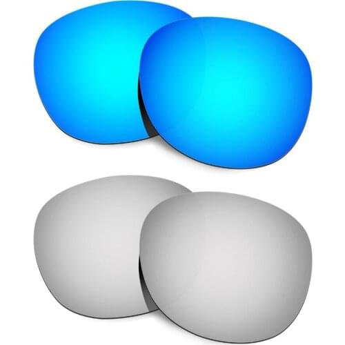 2 Pairs HKUCO For Latch Sunglasses Polarized Replacement Lenses Blue & Silver Increase Clarity