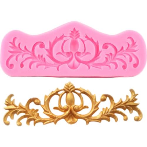 Baroque Scroll Relief Silicone Mold Cake Border Fondant Molds Cake Decorating Tools Cupcake Topper Mould Chocolate Candy Moulds