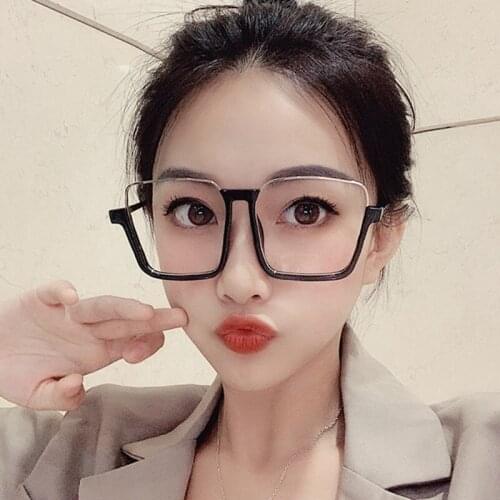 Retro Oversized Square Women Eye Glasses Anti-blue Light Glasses Plastic Men Computer Glasses Optical Eyeglasses Classic