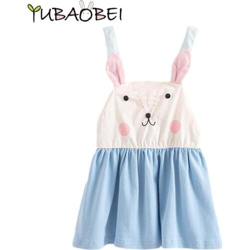 Cute Girls Dress 2019 New Summer Baby Girls Clothes 3D Rabbit Princess Party Frocks Children Toddler Girls Cute Dress 2 3 4 5 Y