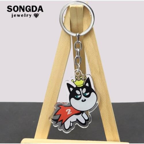 Cute Funny Butt Dog Keychain Cartoon Corgi Husky Pattern Acrylic Keyring Bag Car Key Pendant for Kids Trendy Accessories Gifts
