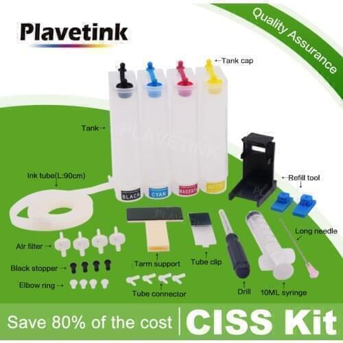 Plavetink Continuous Ink Supply System For HP 121 XL Cartridge For HP Deskjet D2563 F4283 F2423 F2483 F2493 F4283 F4583 Printer