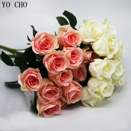 YO CHO Beautiful Fashion Roses Artificial Flowers Bouquets Rose Flowers Decorative Flower Wreaths Home Wedding Indoor Decoration