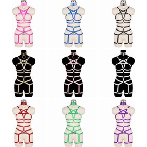 Pentagram Tops Collar Accessories Full Body Harness For Women Sexy Lingerie Slim Adjust Size Dress Dance Rave Costume Belt