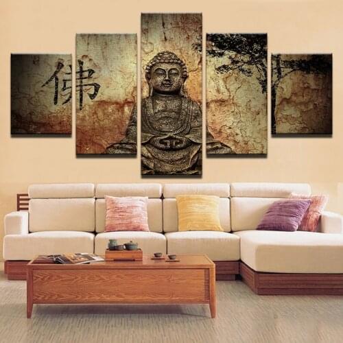 Buddhism painting HD Print Abstract Canvas Art Painting For Living Room Wall Decor 5 Pieces Decoration Picture Modular