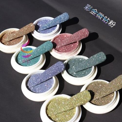 1Kg/9 Colors laser reflective powder flash Mosaic gold micro powder nail broken glass powder color reflective nail flash powder