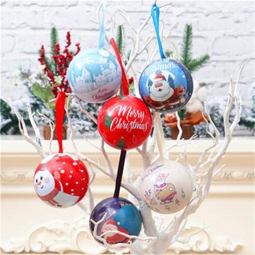 1pcs 7cm Christmas Tree Decor Hanging Balls Ornament Xmas Tree Can Ball Storage Decorations Christmas Candy Cans Ball Kids Gift