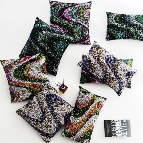1pc 45x45cm 30x50cm Backrest Cushion Cover Throw Pillowcase Sofa Cushion Without Filler Sequins Embroidery