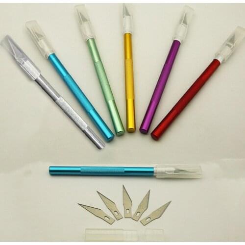 1PCS Knife +5Blades Carving Metal Sculpture Knife Tools Kit Non-Slip Blades Mobile Phone PCB DIY Repair Hand Tools Length 145MM