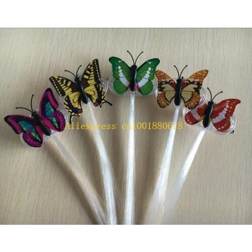 100pcs/lot Free Shipping Butterfly style Luminous Light Up LED Hair Flash Braid Hair Glow Decoration Event Party Supplies