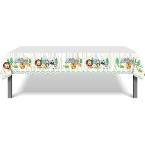 130*220cm Indian Animals Disposable Tablecover Woodland Cartoon Animals Tablecloth Party Decorations Happy Birthday Party Favors
