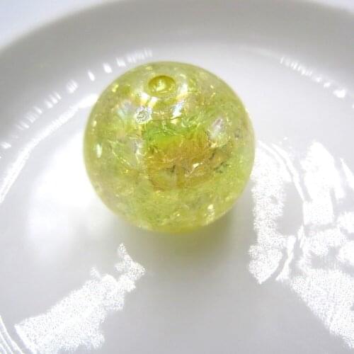 20MM AB Effect Yellow Acrylic Clear Crack Beads With Hole Chunky Beads Accessories For Kids Girls Gift Necklace Jewelry Making
