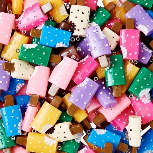 200pcs DIY Jewelry Charms Resin Pendants Ice Cream Sticks Shape Mixed Color for Jewelry Making DIY Bracelet Necklace Accessories