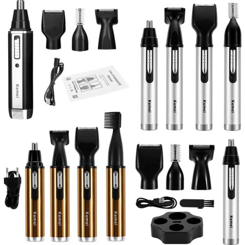 4 in 1 Portable Rechargeable Nose Ear Hair Trimmer Set Wireless Men Cutter Beard Shaver Face Eyebrow Nose Hair Removal Device