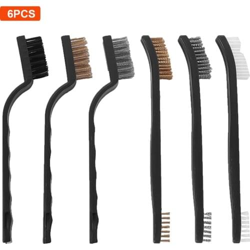 6Pcs Tactical Gun Cleaning Brush Kit Double-Ended Brass Steel Nylon Brushes Hunting Rifle Pistol Gun Cleaner