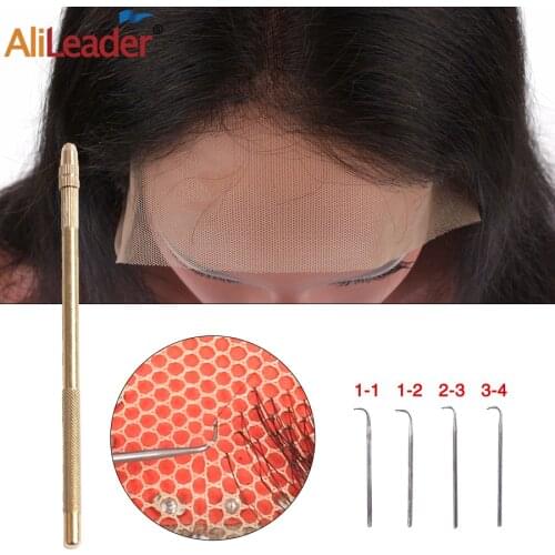 Alileader Cheap Ventilating Needles For Wig Making Front Wig Ventilating Holder With 4 Pcs Needles Crochet Hair Extension Tools