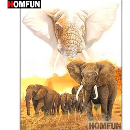 HOMFUN Full Square/Round Drill 5D DIY Diamond Painting "Animal elephant" Embroidery Cross Stitch 5D Home Decor Gift A16256